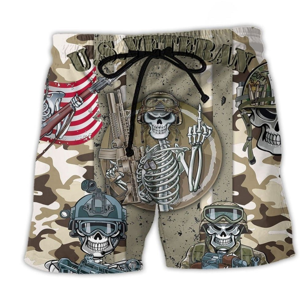 Veteran Skull Honor Beach Shorts For Outdoor Adventures And Laid Back Daily Wear