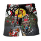 Racing Santa Skull Holiday Beach Shorts For Beach Days And Relaxed Holiday Style