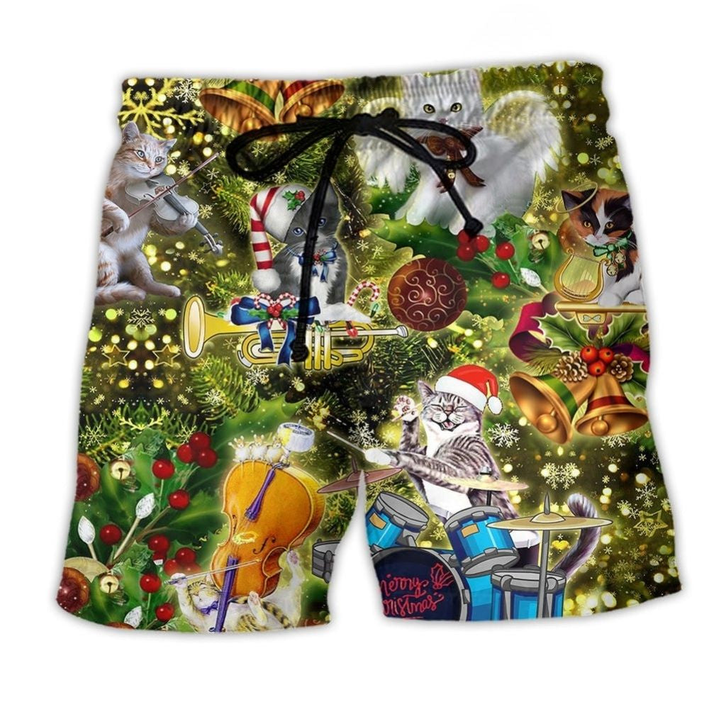 Angel Cat Merry Christmas Beach Shorts For Warm Weather Outings And Everyday Comfort