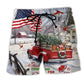 Christmas Cardinal Truck Home Beach Shorts For Vacation Travel And Comfortable Resort Style