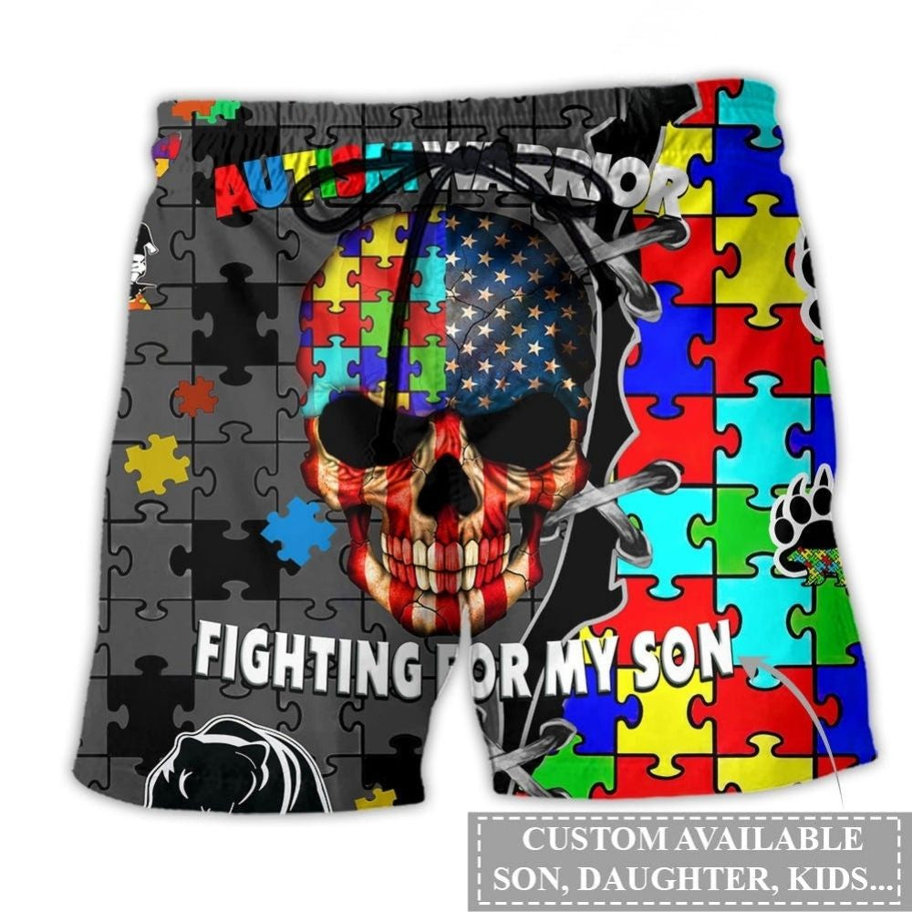 Autism Warrior Support Beach Shorts For Island Escapes And Vacation Ready Style