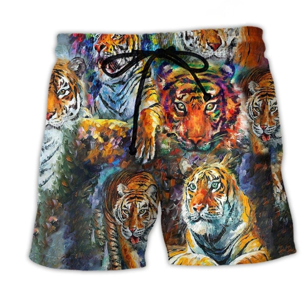 Tiger Eyes Wild Beach Shorts For Vacation Travel And Memorable Gift Ideas