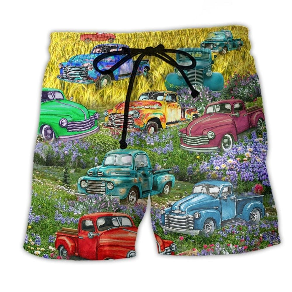 Pickup Truck Rolling Beach Shorts For Holiday Cruises And Everyday Comfort