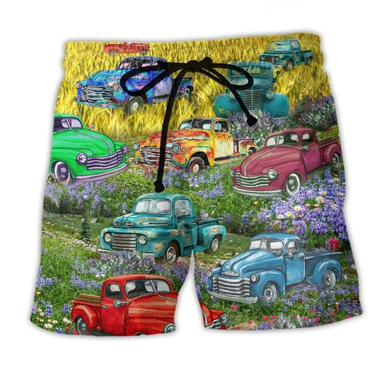 Pickup Truck Rolling Beach Shorts For Holiday Cruises And Everyday Comfort