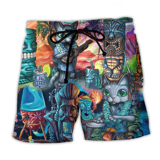 Tiki Cat Beach Shorts For Island Escapes And Comfortable Resort Style