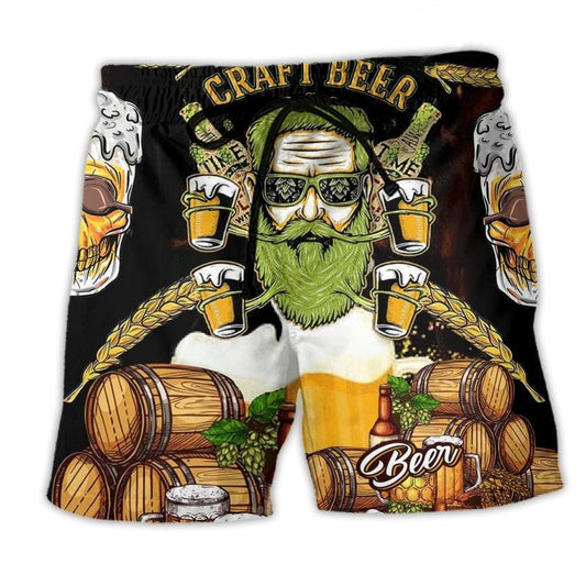 Skull Craft Beer Beach Shorts For Resort Days And Vacation Ready Style