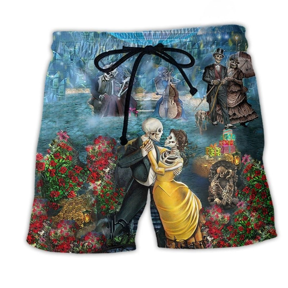 Romantic Skull Beach Shorts For Seaside Travel And Casual Outdoor Comfort
