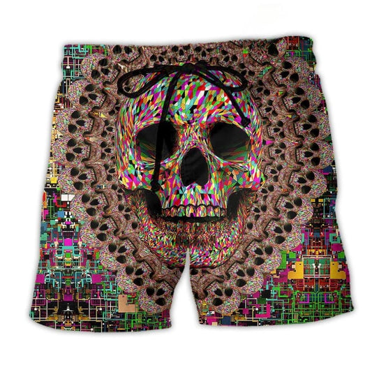 Smiling Skull Colorful Beach Shorts For Seaside Travel And Thoughtful Gift Giving