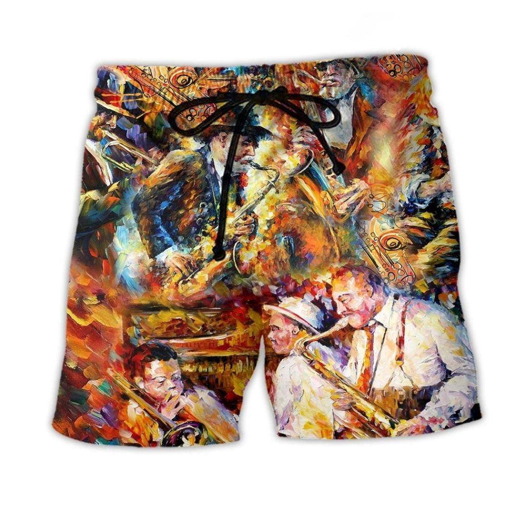 Saxophone Calm Beach Shorts For Summer Festivals And Easy Warm Weather Wear
