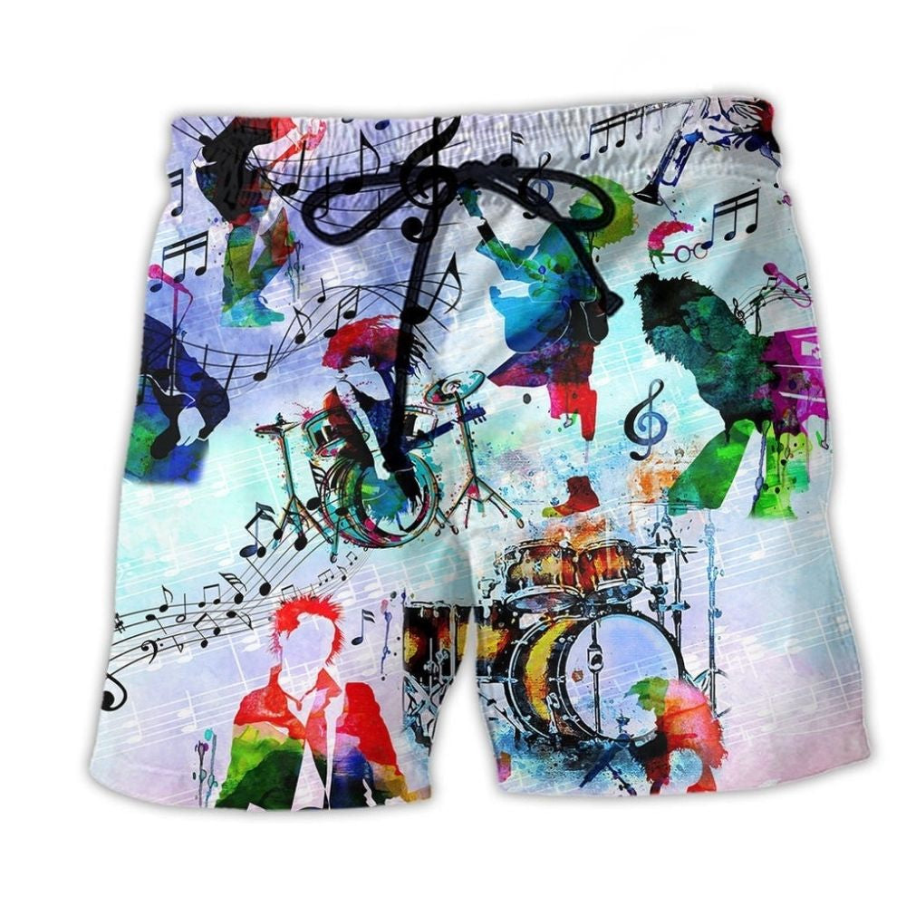 Colorful Music Band Soul Beach Shorts For Coastal Road Trips And Vacation Ready Style