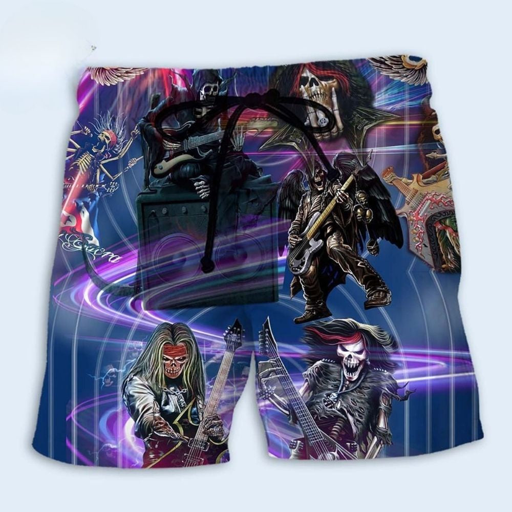Crazy Music Skull Neon Light Beach Shorts For Relaxed Shoreline Days And Comfortable Resort Style