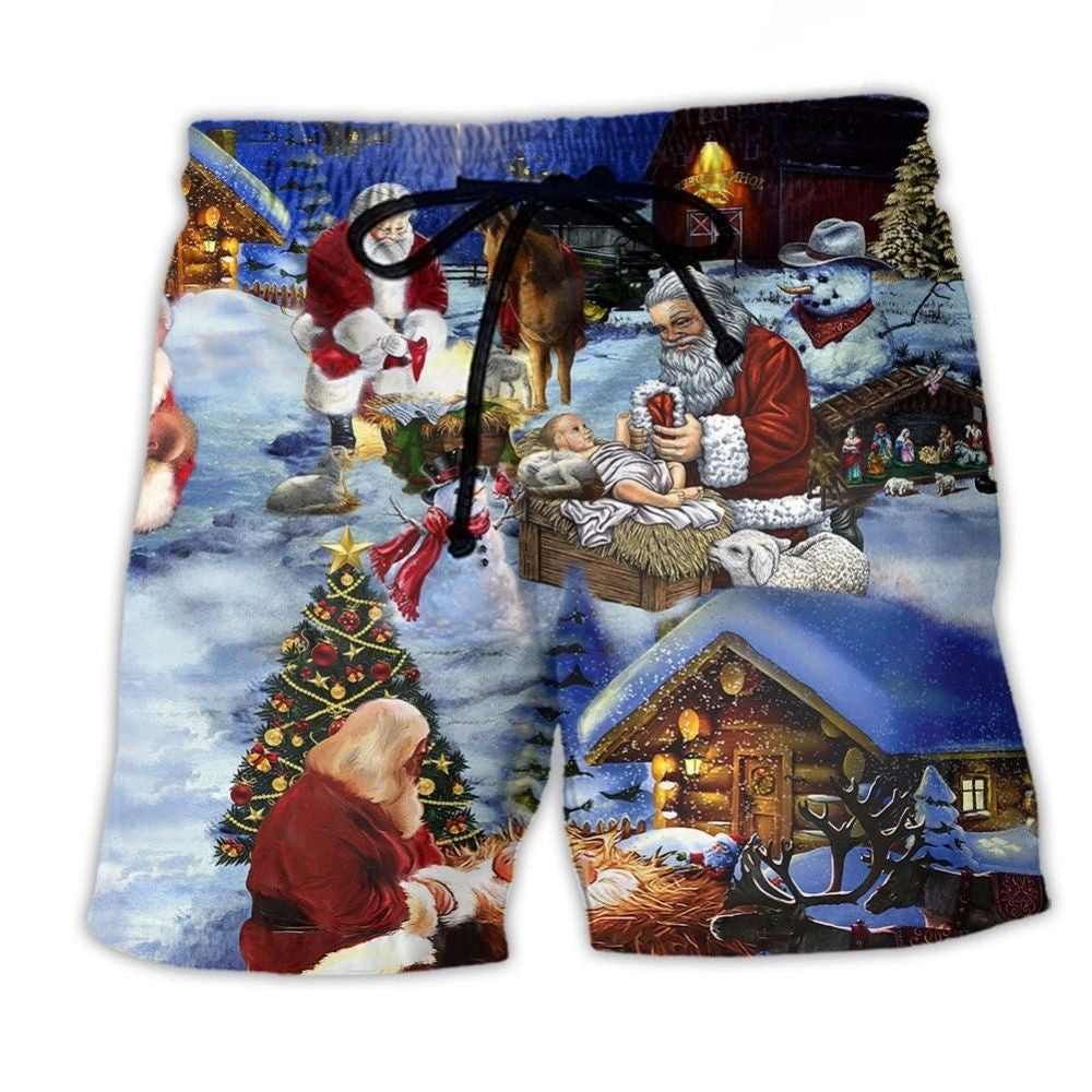 Jesus Gift Christmas Faith Beach Shorts For Vacation Travel And Easygoing Coastal Style