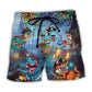 Halloween Pirate Dinosaur Beach Shorts For Holiday Cruises And Leisure And Relaxation