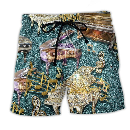 Music Diamond Glistening Beach Shorts For Resort Getaways And Easy Warm Weather Wear