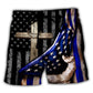 Jesus Faith Cross Support Blue Beach Shorts For Warm Weather Outings And Weekend Casual Style