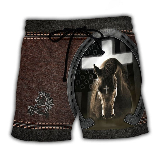 Horse Faith Leather Beach Shorts For Summer Festivals And Warm Weather Wardrobe