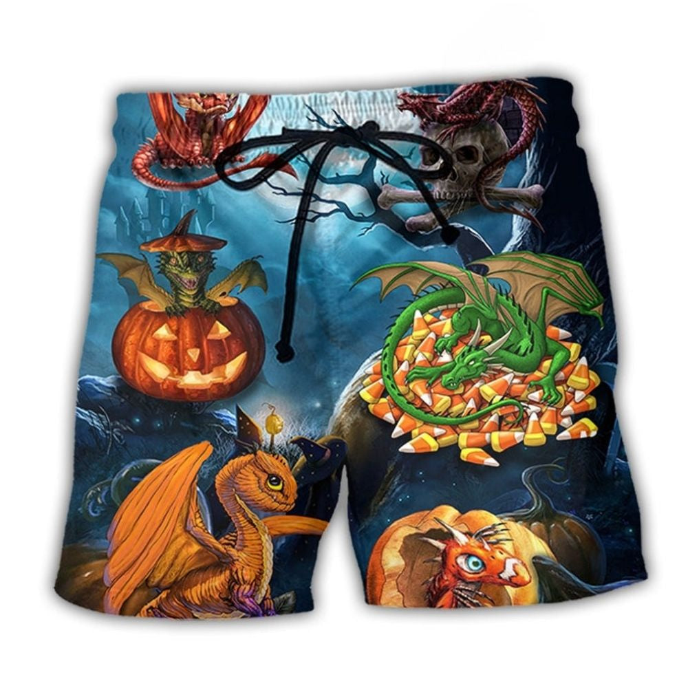 Halloween Dragon Pumpkin Night Sky Beach Shorts For Poolside Relaxation And Memorable Gift Ideas