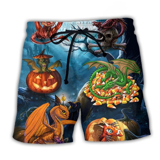 Halloween Dragon Pumpkin Night Sky Beach Shorts For Poolside Relaxation And Memorable Gift Ideas