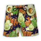Avocado Tropical Floral Beach Shorts For Vacation Travel And Comfortable Resort Style