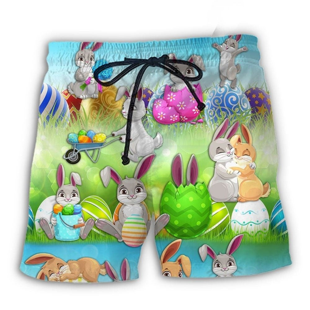 Easter Bunny Colorful Eggs Beach Shorts For Coastal Adventures And Warm Weather Wardrobe