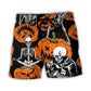 Halloween Skeleton Pumpkin Beach Shorts For Coastal Adventures And Vacation Ready Style