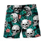 Skull Tropical Floral Leaf Beach Shorts For Outdoor Adventures And Comfortable Resort Style