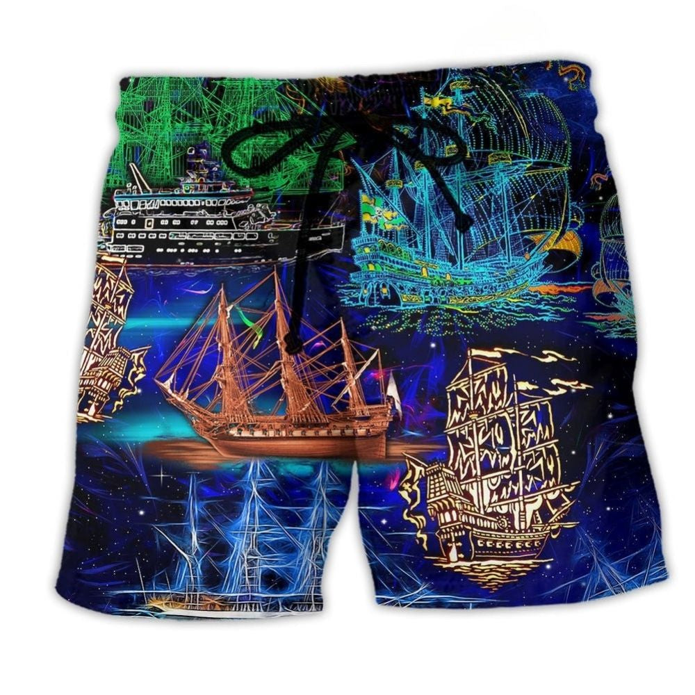 Ship Ocean Neon Beach Shorts For Sunny Day Getaways And Flexible Everyday Wear