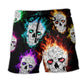 Fire Colorful Skull Smile Beach Shorts For Coastal Adventures And Warm Weather Wardrobe