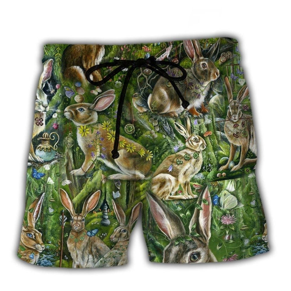 Cute Bunny Green Beach Shorts For Beach Days And Thoughtful Gift Giving
