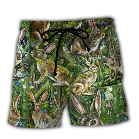 Cute Bunny Green Beach Shorts For Beach Days And Thoughtful Gift Giving