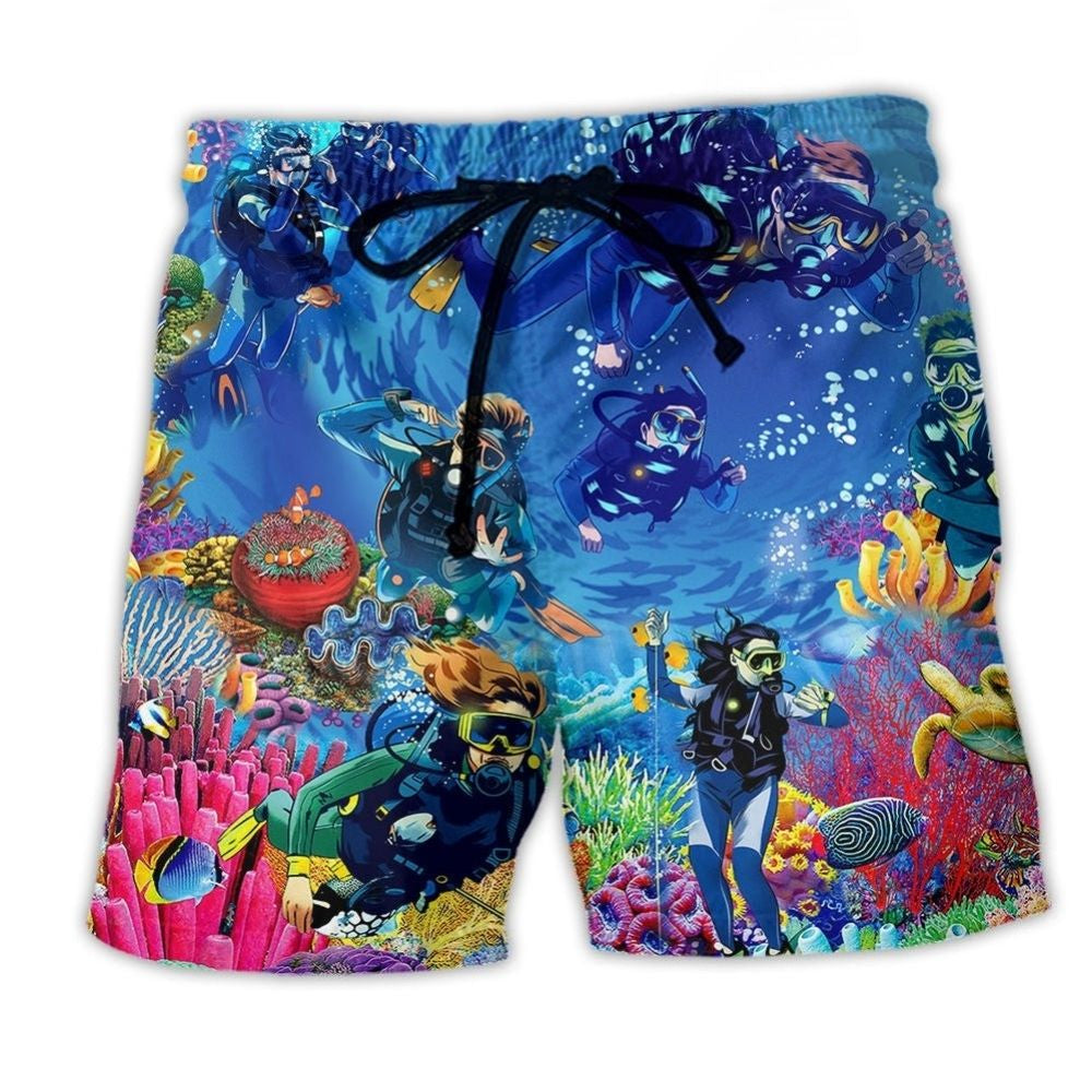 Diving Ocean Dark Beach Shorts For Casual Day Trips And Laid Back Daily Wear