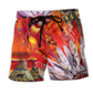 Southwestern Fire Red Beach Shorts For Coastal Adventures And Warm Weather Wardrobe