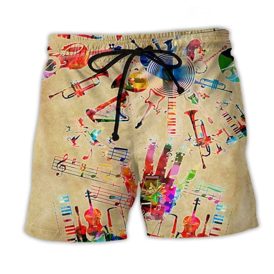 Vintage Music Instrument Beach Shorts For Poolside Relaxation And Casual Outdoor Comfort