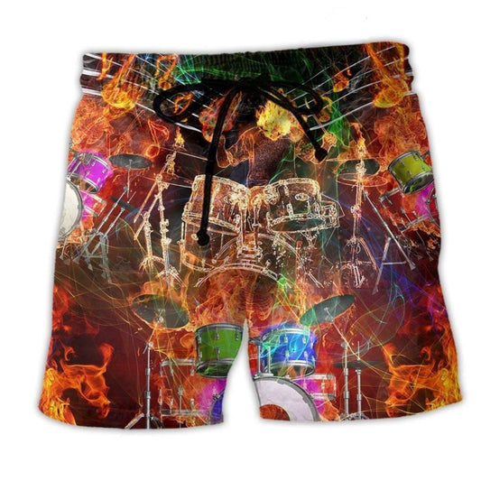 Drum Music Beach Shorts For Outdoor Adventures And Laid Back Daily Wear
