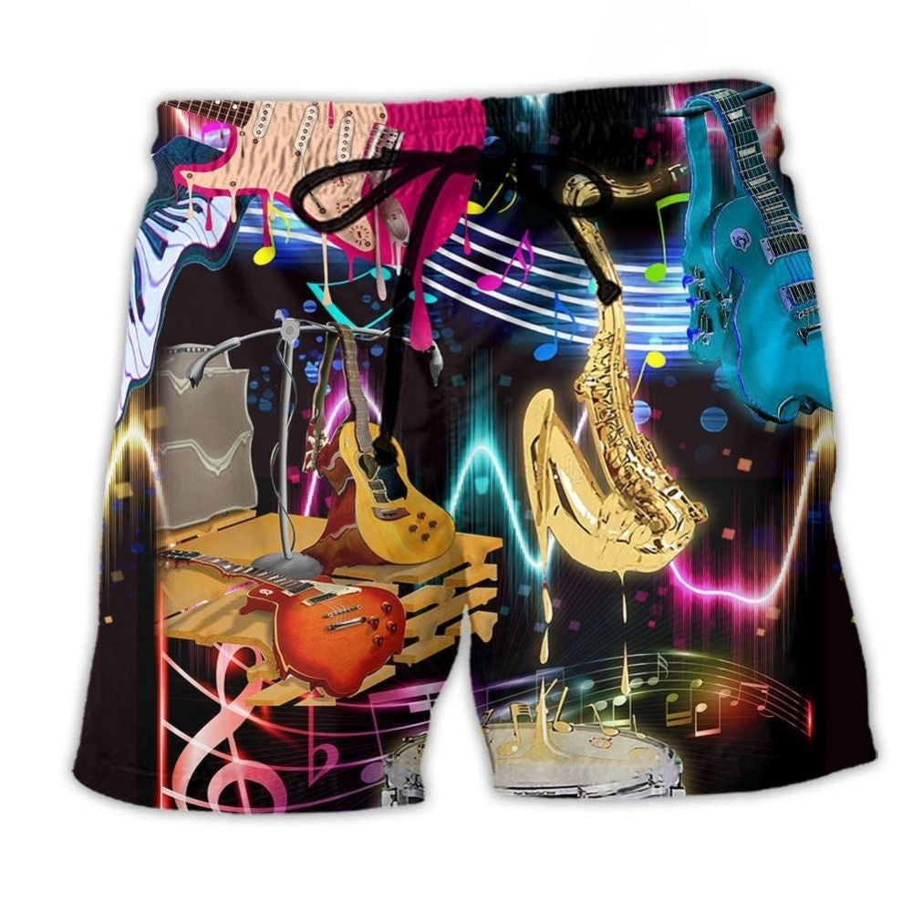 Music Heart Color Beach Shorts For Resort Days And Comfortable Daily Wear