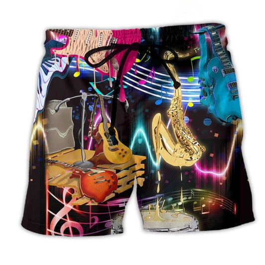 Music Heart Color Beach Shorts For Resort Days And Comfortable Daily Wear