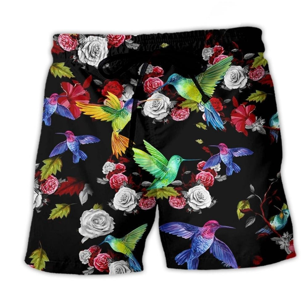 Hummingbird Floral Beauty Beach Shorts For Sunny Day Getaways And Thoughtful Gift Giving