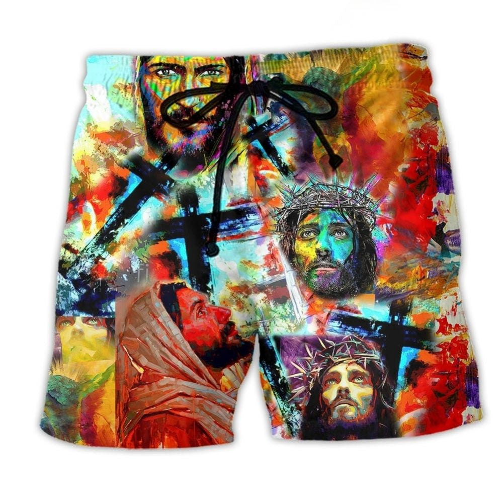 Jesus Color Cross Beach Shorts For Casual Day Trips And Lightweight Summer Style
