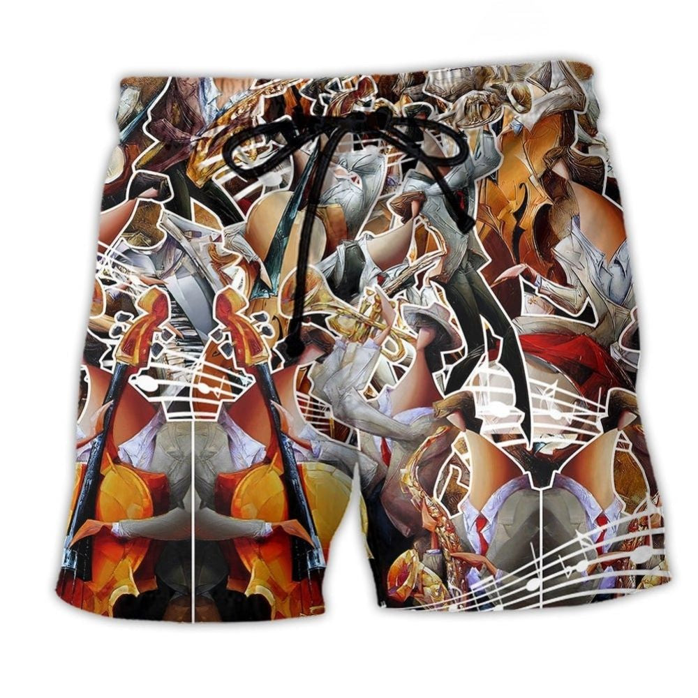 Retro Music Beach Shorts For Summer Festivals And Travel Ready Comfort