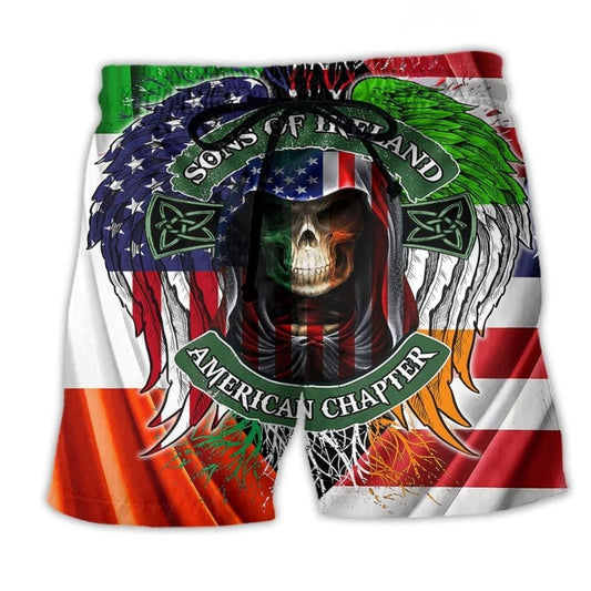 Irish Pride Skull Saint Patrick Beach Shorts For Sunny Day Getaways And Vacation Ready Style