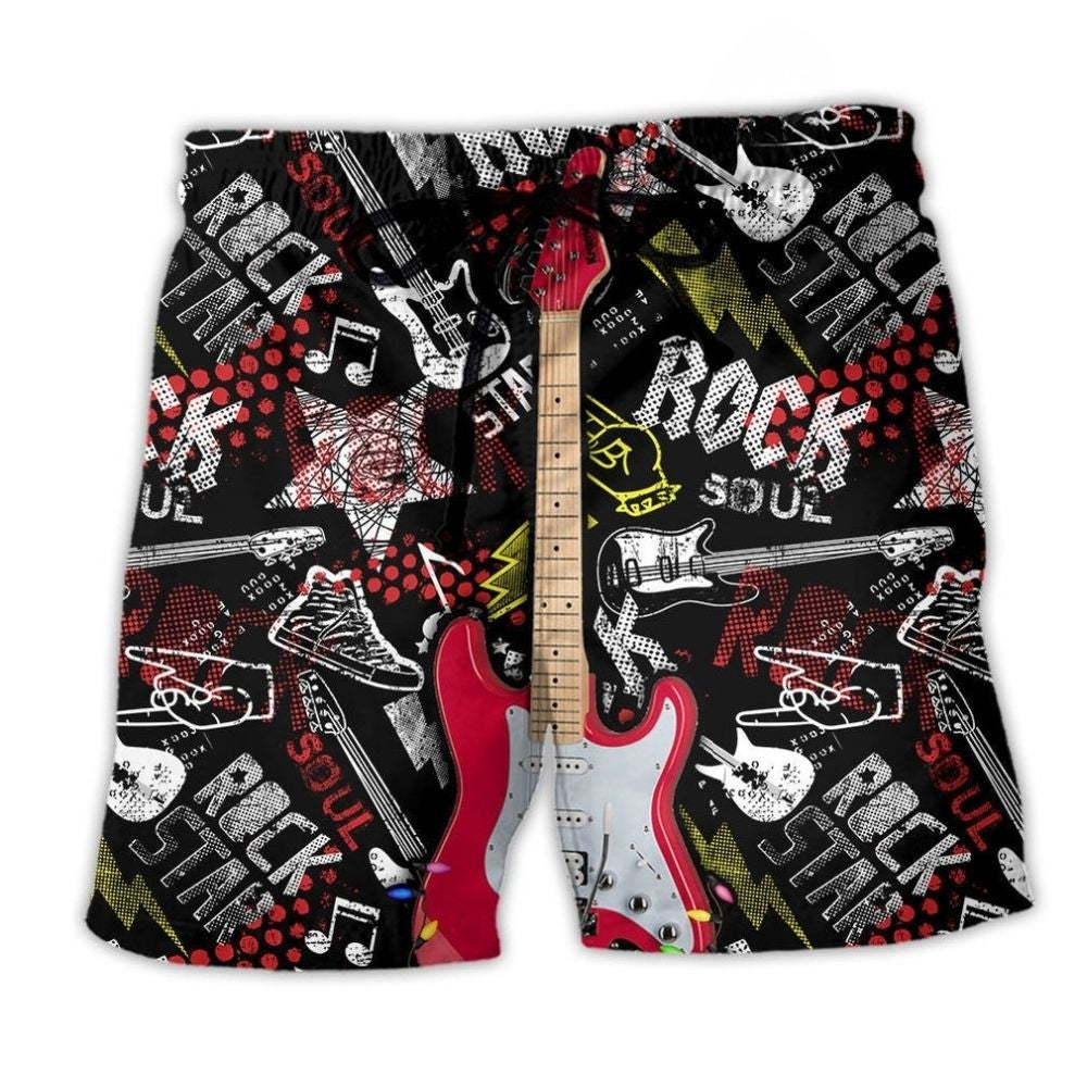 Christmas Guitar Rock Soul Beach Shorts For Weekend Escapes And Leisure And Relaxation