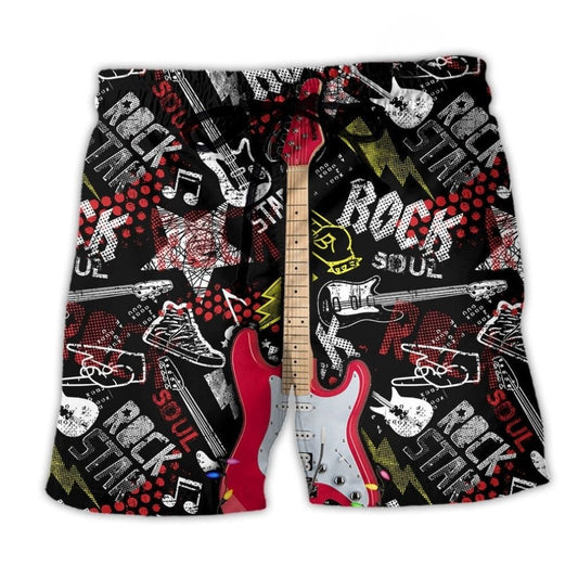 Christmas Guitar Rock Soul Beach Shorts For Weekend Escapes And Leisure And Relaxation