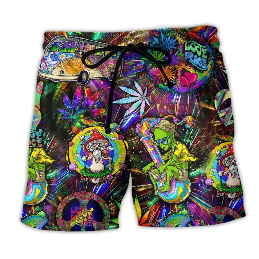 Bohemian Alien Peace Color Beach Shorts For Summer Vacations And Travel Ready Comfort