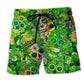 Irish Skull Green Gold Pride Beach Shorts For Holiday Cruises And Comfortable Daily Wear