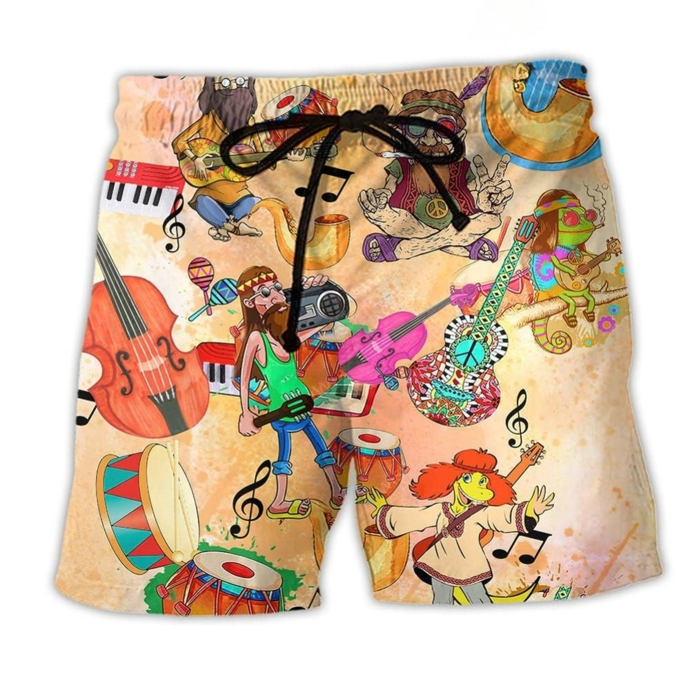 Bohemian Music Peace Notes Beach Shorts For Relaxed Shoreline Days And Easy Warm Weather Wear
