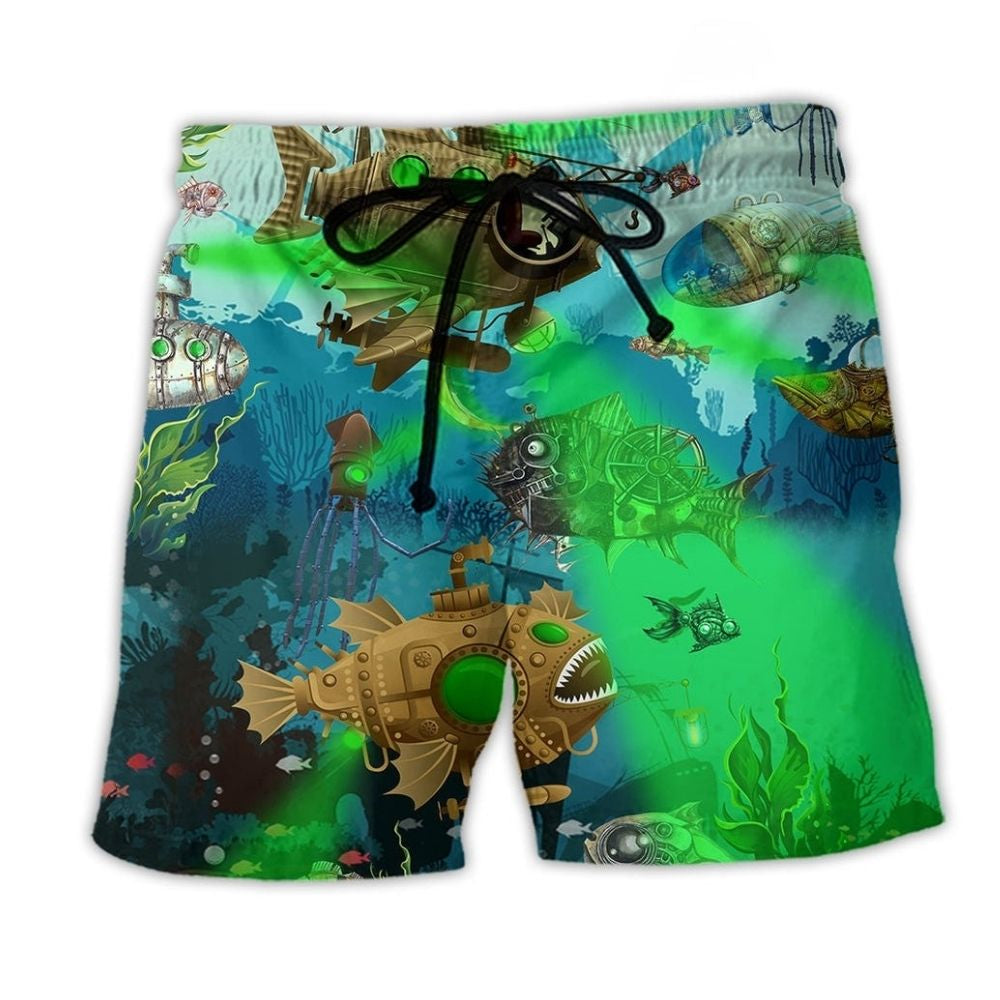 Steampunk Fish Ocean Beach Shorts For Weekend Escapes And Easygoing Coastal Style