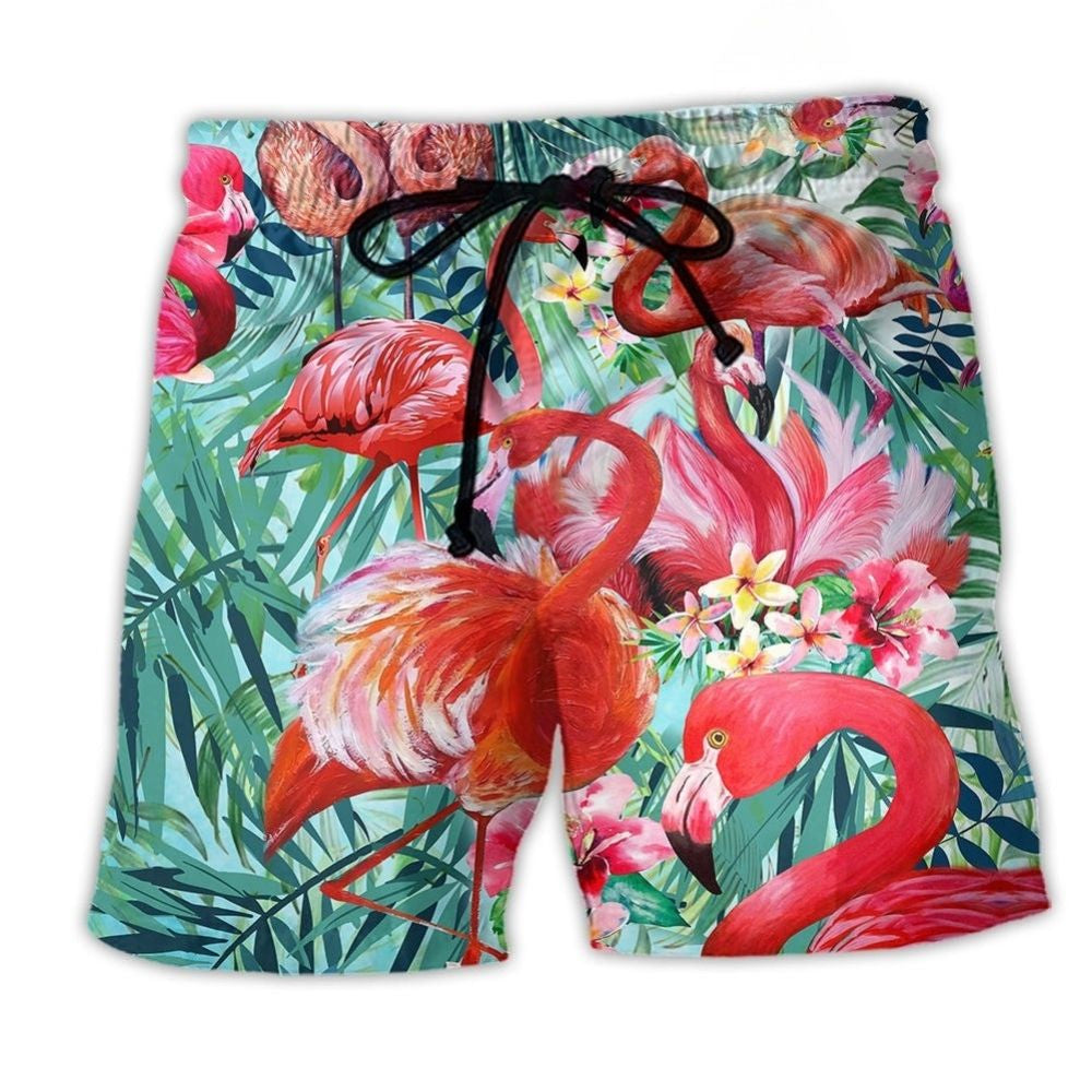 Pink Flamingo Color Beach Shorts For Seaside Travel And Vacation Ready Style