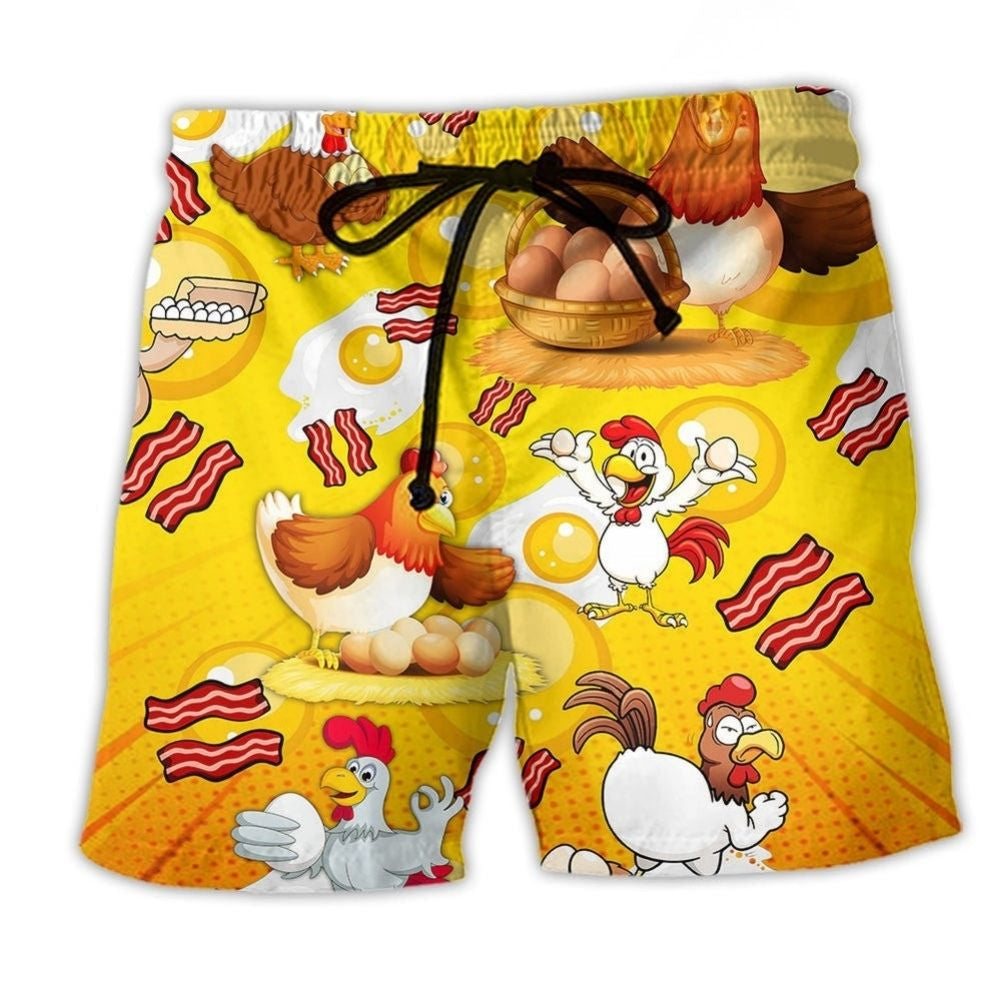 Chicken Farm Egg Beach Shorts For Vacation Travel And Easy Warm Weather Wear