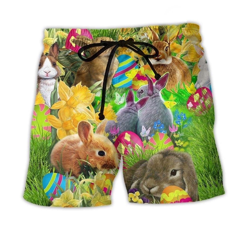 Easter Cute Bunny Color Beach Shorts For Tropical Holidays And Relaxed Holiday Style