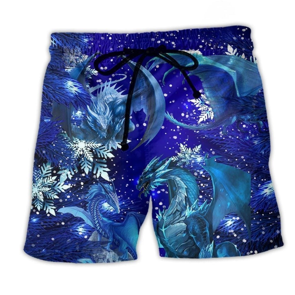 Christmas Dragon Blue Sky Beach Shorts For Weekend Escapes And Thoughtful Gift Giving